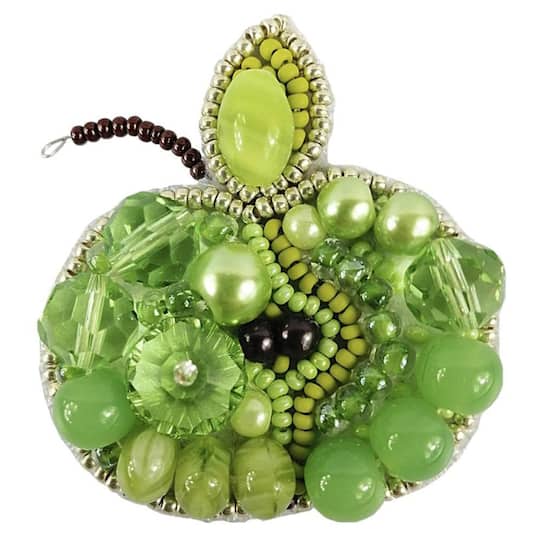 Charivna Mit Crystal Art Beadwork Green Apple Brooch Kit